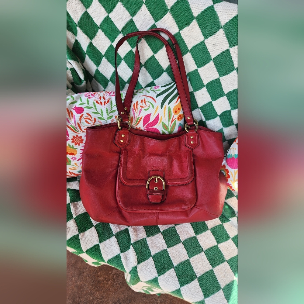 Coach Campbell Belle red leather shoulder bag purse